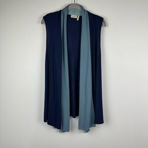 LOGO by Lori Goldstein Color-Block Drape Front Knit Vest, Size Medium